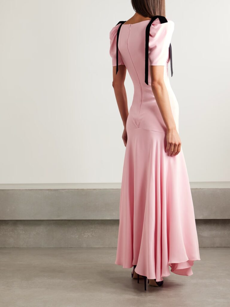 Velvet Bow-Embellished Silk-Crepe Gown Full Size Image 4