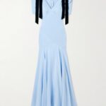 Velvet Bow-Embellished Silk-Crepe Gown Thumbnail 4