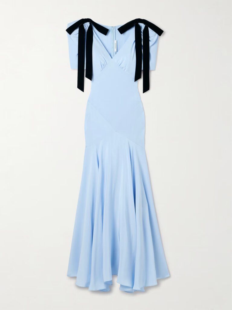 Velvet Bow-Embellished Silk-Crepe Gown Full Size Image 4