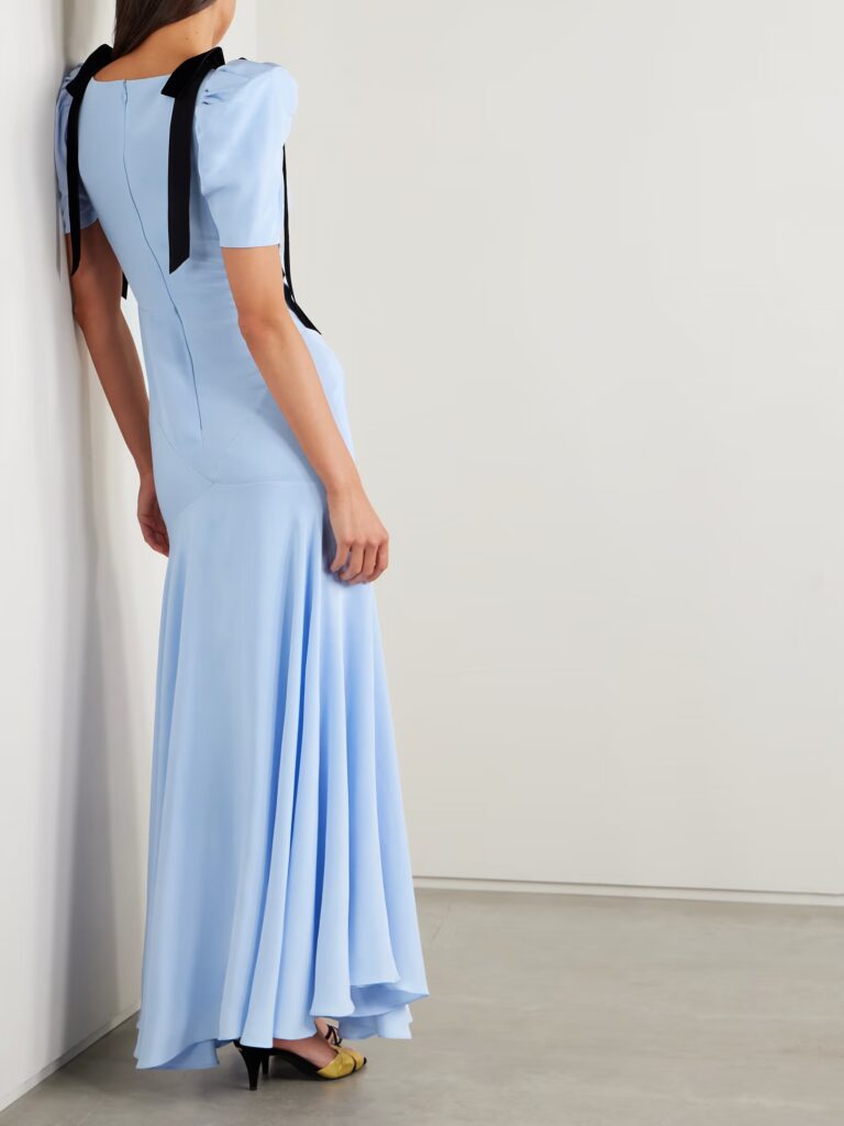 Velvet Bow-Embellished Silk-Crepe Gown Full Size Image 2