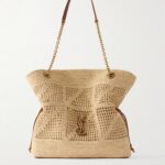 Jamie Leather-Trimmed Raffia Tote Thumbnail 1