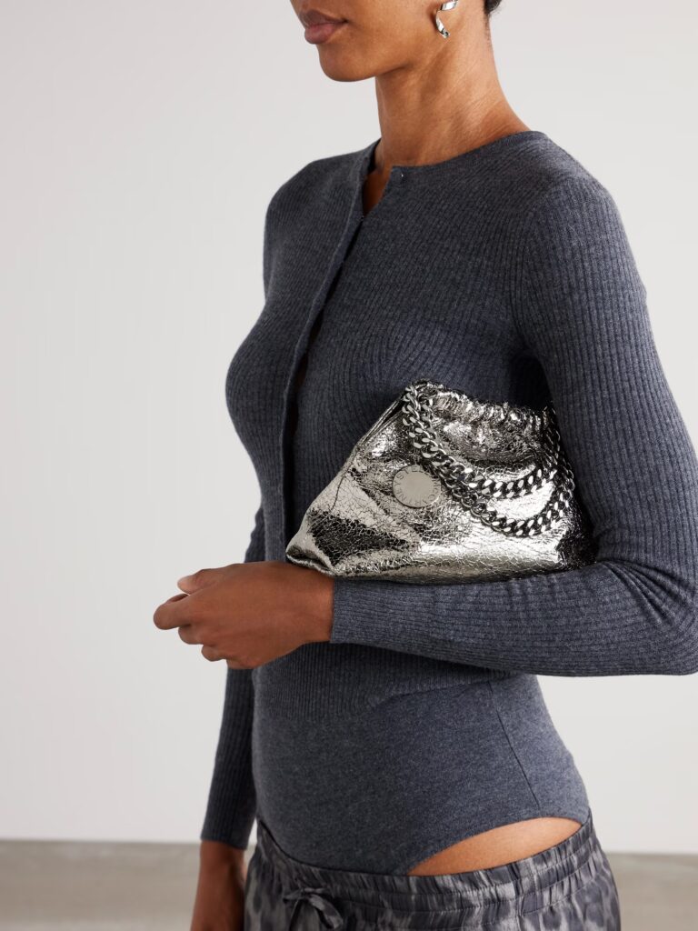 Falabella Mini Metallic Cracked Vegan Shoulder Bag Full Size Image 5