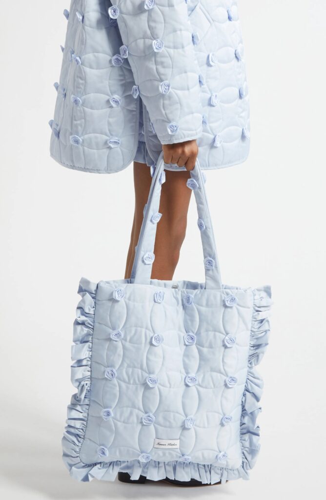 Lindy Rosette Embellished Quilted Tote Bag Full Size Image 6