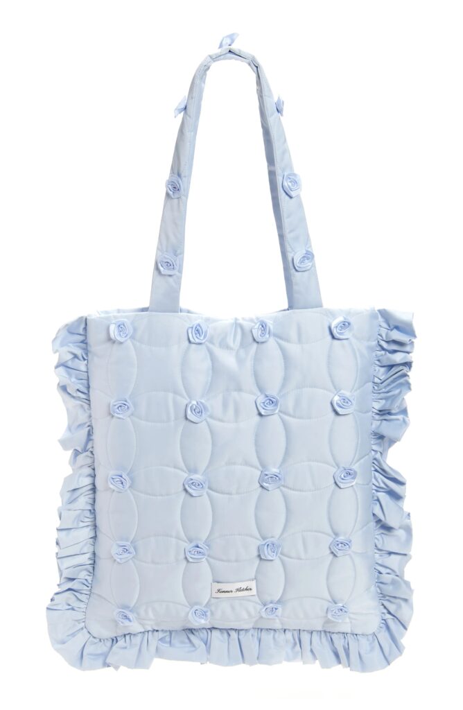 Lindy Rosette Embellished Quilted Tote Bag Full Size Image 2