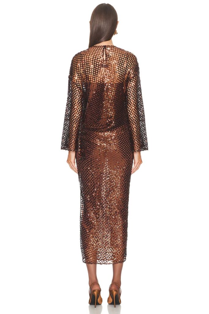 Sequins Mesh Midi Dress Full Size Image 5