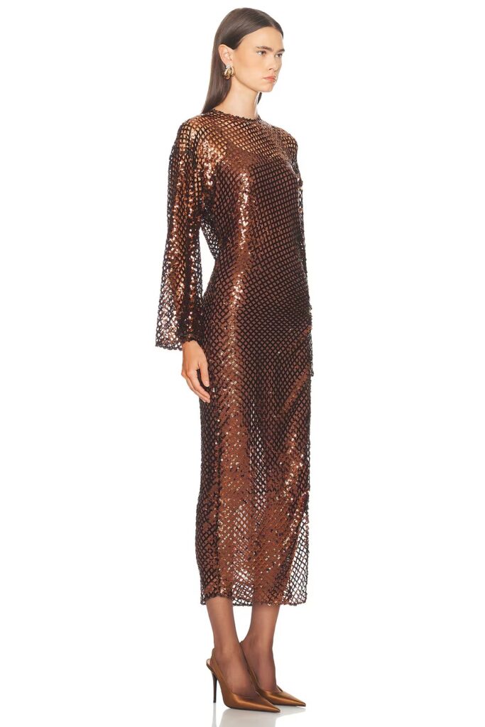 Sequins Mesh Midi Dress Full Size Image 3