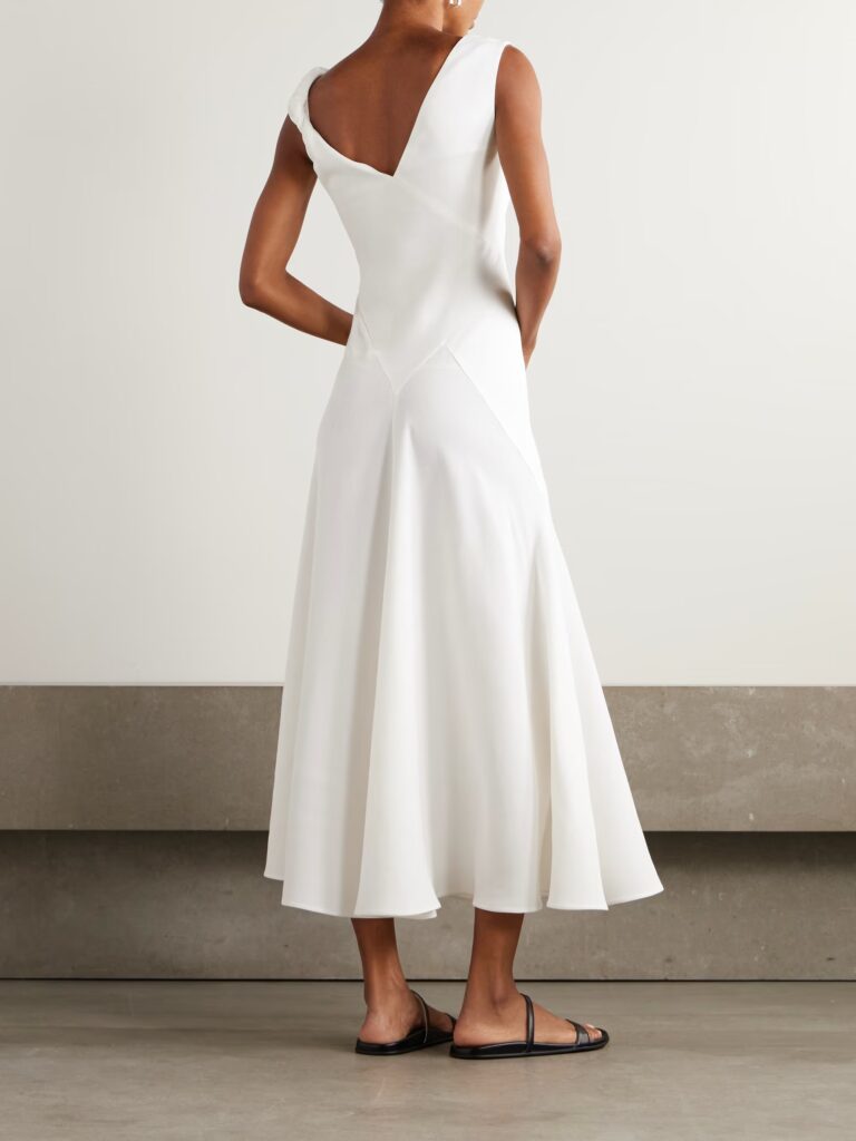 Violetta Asymmetric Paneled Silk-Crepe Gown Full Size Image 4