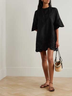 THIERRY COLSON Rachel Broderie Anglaise Cotton-poplin Kaftan