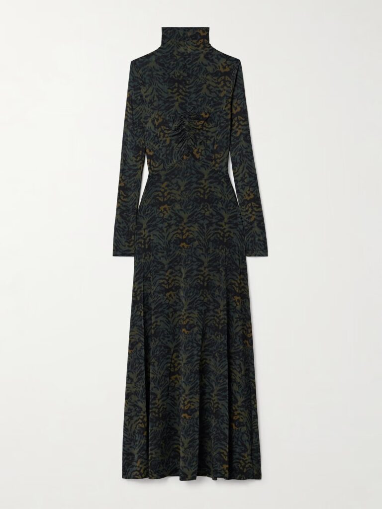 Koa Ruched Printed Stretch-jersey Turtleneck Maxi Dress Full Size Image 4