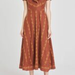 Fern Floral Linen Blend Midi Dress Thumbnail 1