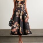 Hypnotic Embellished Belted Cutout Linen and Silk-Blend Midi Dress Thumbnail 1