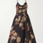 Hypnotic Embellished Belted Cutout Linen and Silk-Blend Midi Dress Thumbnail 2