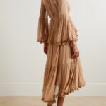 Hypnotic Lace-Trimmed Tiered Crepe De Chine Midi Dress Thumbnail 2