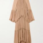 Hypnotic Lace-Trimmed Tiered Crepe De Chine Midi Dress Thumbnail 4