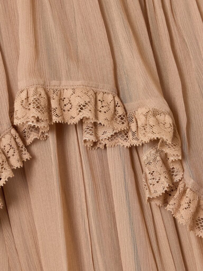 Hypnotic Lace-Trimmed Tiered Crepe De Chine Midi Dress Full Size Image 3