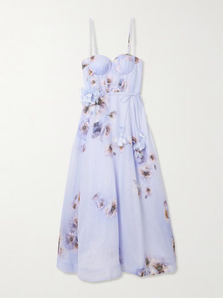 Hypnotic Picnic Belted Appliquéd Floral-print Midi Dress Full Size Image 4