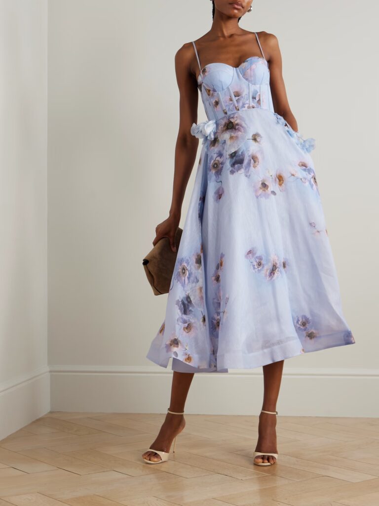 Hypnotic Picnic Belted Appliquéd Floral-print Midi Dress Full Size Image 1