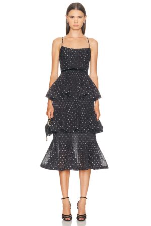 ZIMMERMANN Pleated Tiered Midi Dress
