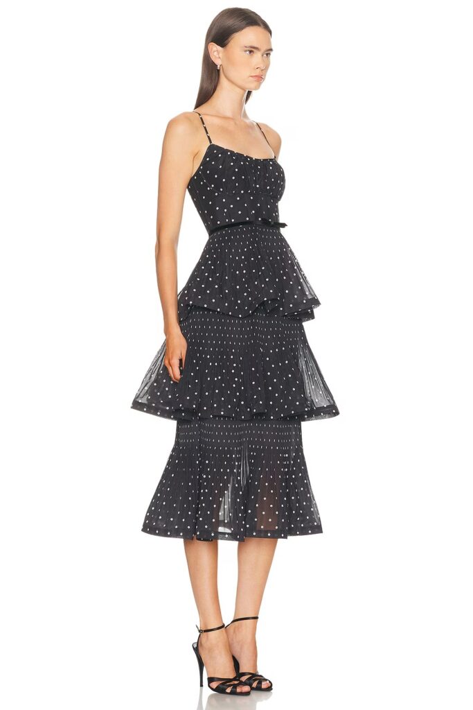 Pleated Tiered Midi Dress Full Size Image 2