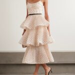 Pleated Tiered Polka-Dot Organza Midi Dress Thumbnail 1
