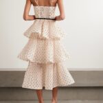 Pleated Tiered Polka-Dot Organza Midi Dress Thumbnail 2