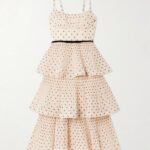 Pleated Tiered Polka-Dot Organza Midi Dress Thumbnail 3
