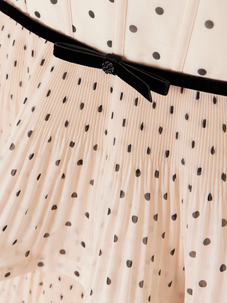 Pleated Tiered Polka-Dot Organza Midi Dress Full Size Image 4