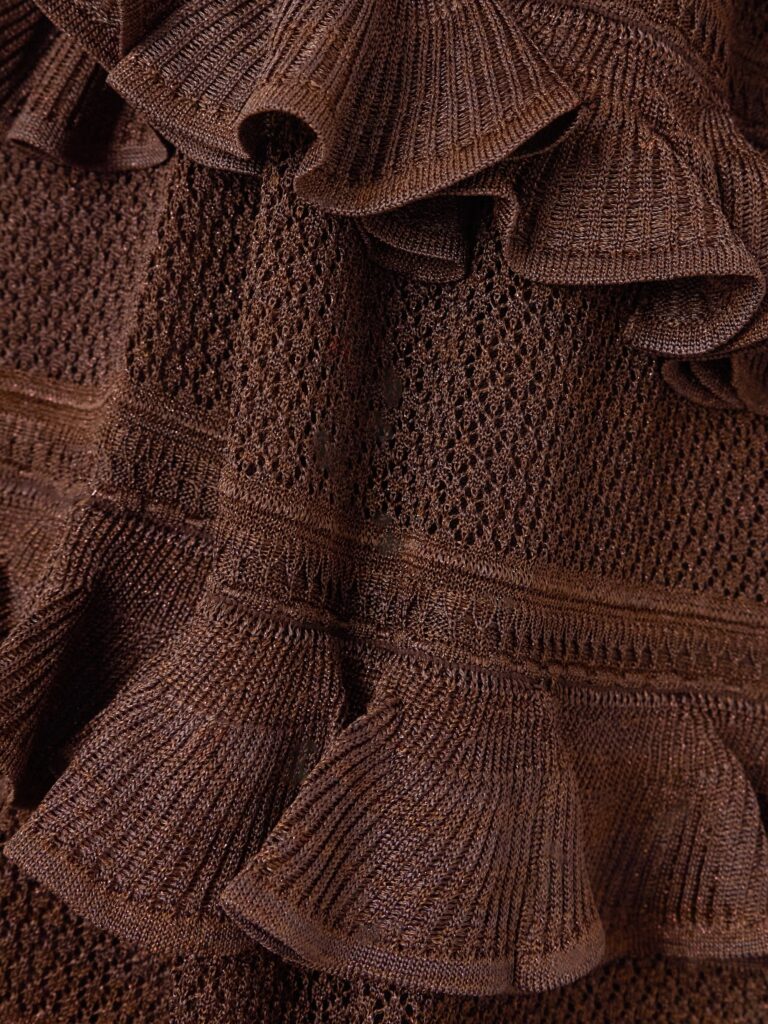 Ruffled Tiered Pointelle-Knit Midi Dress Full Size Image 2