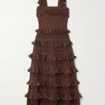 Ruffled Tiered Pointelle-Knit Midi Dress Thumbnail 3