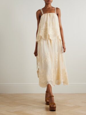 ZIMMERMANN Tiered Lace Midi Dress
