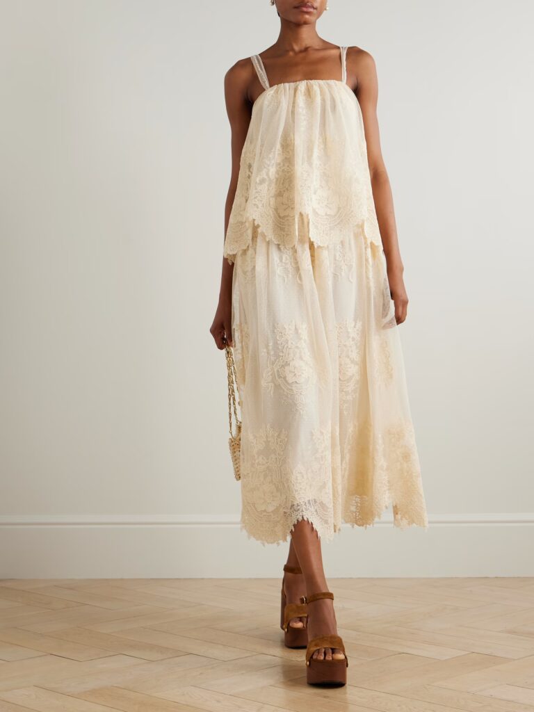 Tiered Lace Midi Dress Full Size Image 1