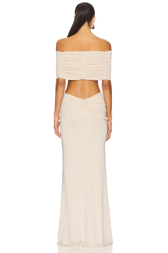 Drop Shoulder Top and Draped Long Skirt Set Full Size Image 3