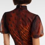 Bow-detailed Printed Sheer Midi Dress Thumbnail 2