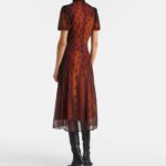 Bow-detailed Printed Sheer Midi Dress Thumbnail 6