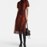 Bow-detailed Printed Sheer Midi Dress Thumbnail 1
