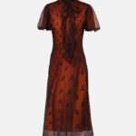 Bow-detailed Printed Sheer Midi Dress Thumbnail 3