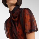 Bow-detailed Printed Sheer Midi Dress Thumbnail 4