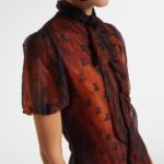 Bow-detailed Printed Sheer Midi Dress Thumbnail 5