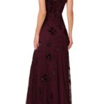 Beaded Floral Velvet Gown Thumbnail 5
