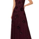 Beaded Floral Velvet Gown Thumbnail 1