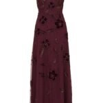 Beaded Floral Velvet Gown Thumbnail 4