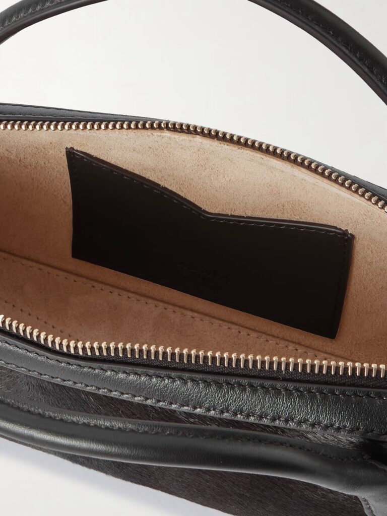 Le Teckel Leather-trimmed Calf Hair Clutch Full Size Image 3