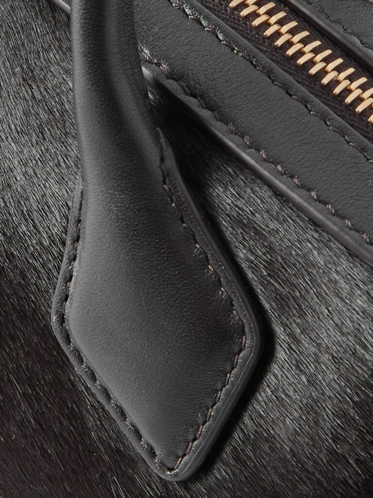 Le Teckel Leather-trimmed Calf Hair Clutch Full Size Image 4