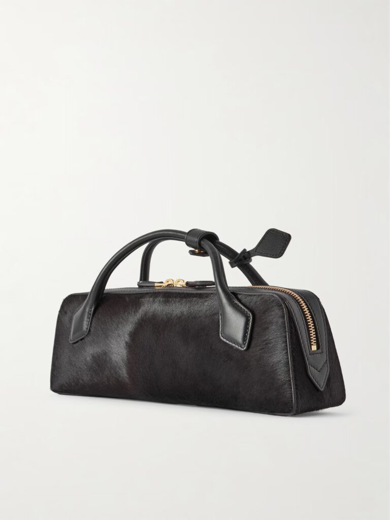 Le Teckel Leather-trimmed Calf Hair Clutch Full Size Image 5