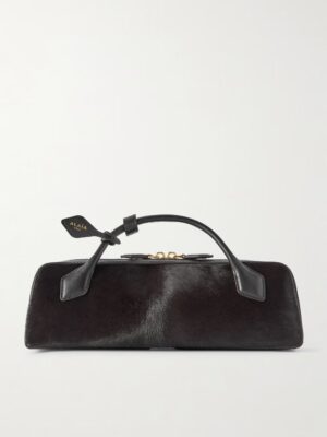 ALAÏA Le Teckel Leather-trimmed Calf Hair Clutch