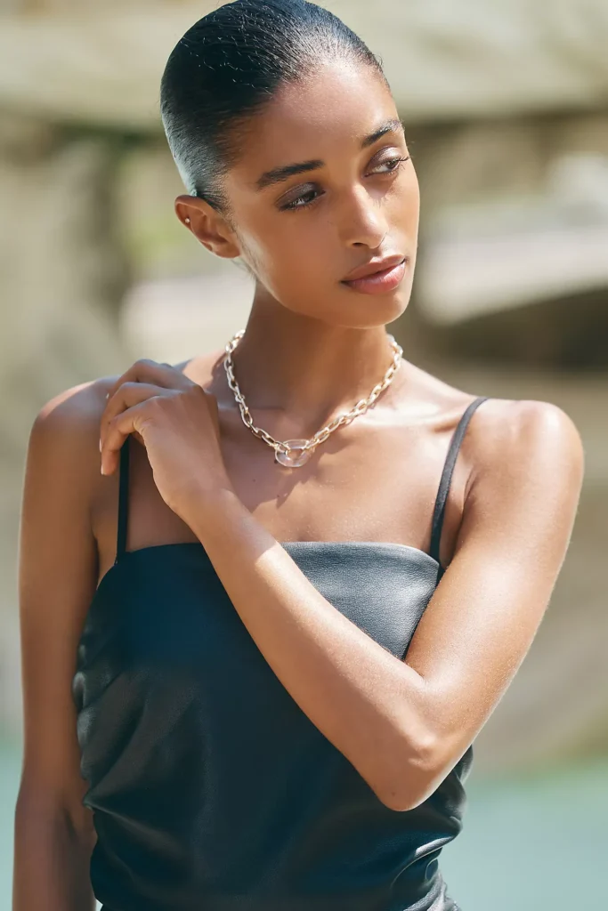 The Soleil Faux-leather Strapless Midi Dress Full Size Image 4