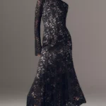 High-Neck Long-Sleeve Knit Midi Dress Thumbnail 1