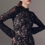 High-Neck Long-Sleeve Knit Midi Dress Thumbnail 2