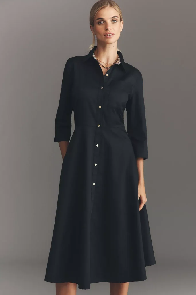 Saffron Fit & Flare Midi Shirt Dress Full Size Image 1