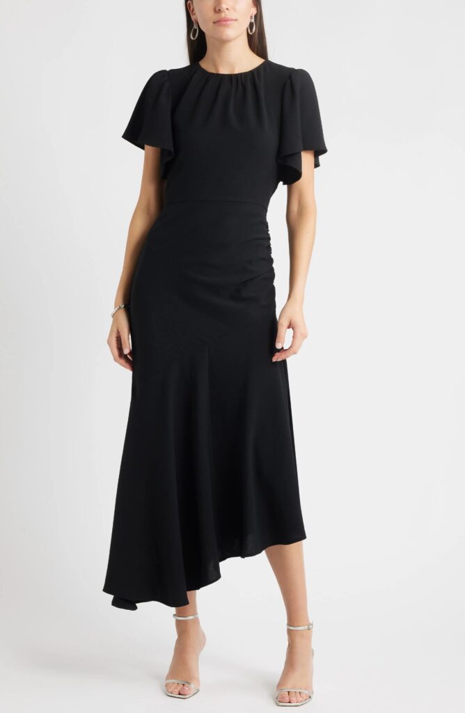 Asymmetric Crepe Maxi Dress Full Size Image 4
